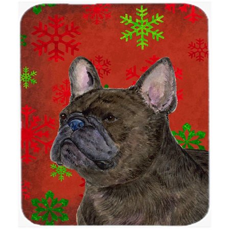 SKILLEDPOWER French Bulldog Red and Green Snowflakes Christmas Mouse Pad; Hot Pad or Trivet SK236996
